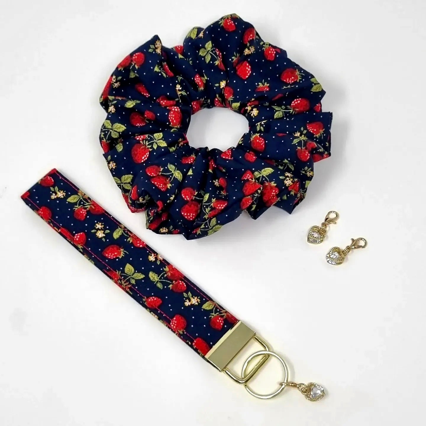 Cotton Scrunchie Key Fob Set Strawberry