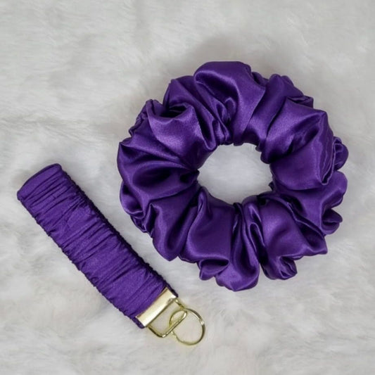 Key Fob/Scrunchie Set Purple Satin