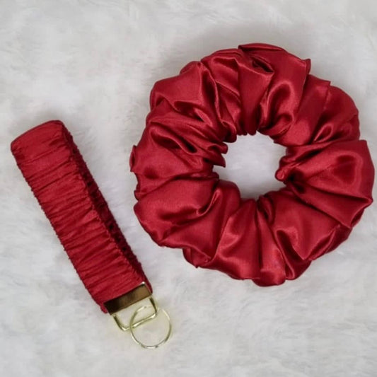 Key Fob/Scrunchie Set Red Satin